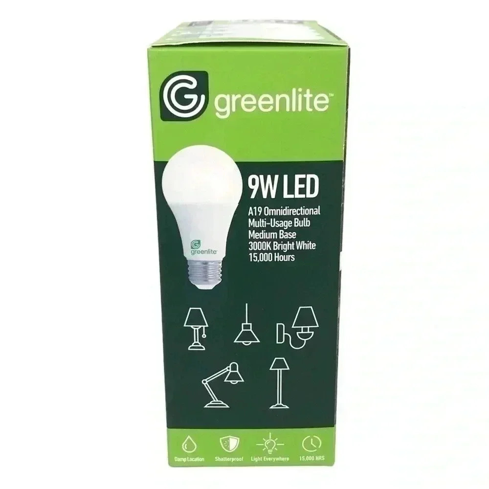 16 BULBS 4–PACK GREENLITE 60 WATT EQUIVALENT NON DIMMABLE A19 LED LIGHT BULBS - Picture 3 of 10